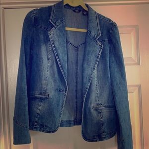 Jean jacket puff sleeve